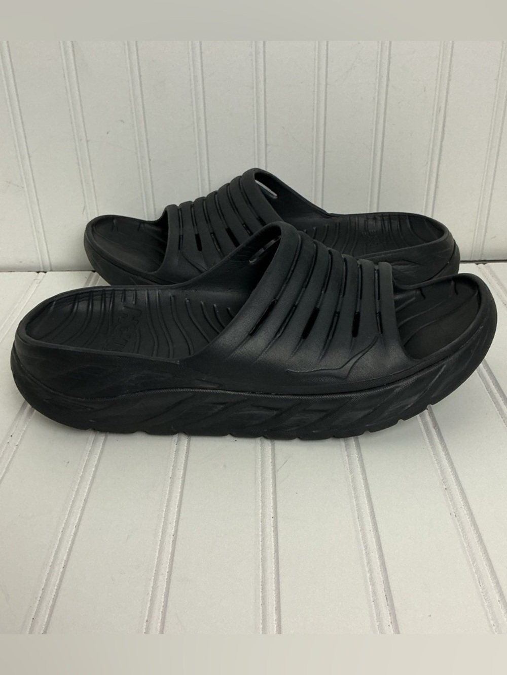 Hoka One One Ora Men’s Size 13 Black Slip On Recovery Rubber Comfort Slides